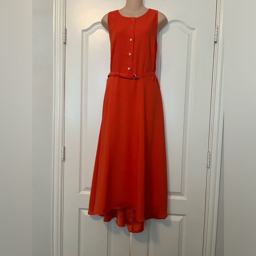 Ann Taylor polyester orange midi dress. Size 14. Excellent condition